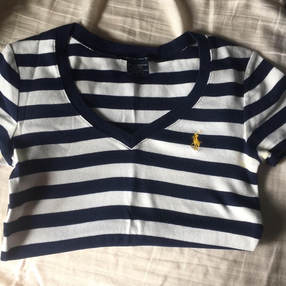 Navy & White Striped Short Sleeve Ralph Lauren